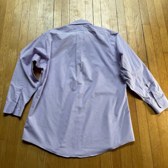 Brooks Brothers Size 17 2/3 Purple Gingham Regent Non-Iron Cotton Dress Shirt - Picture 9 of 12